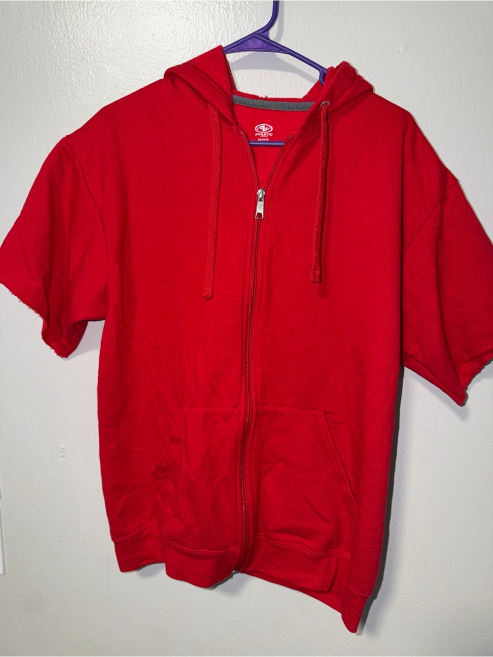 Athletic Works Bright Red Short-Sleeve Zip-Up Hoodie
